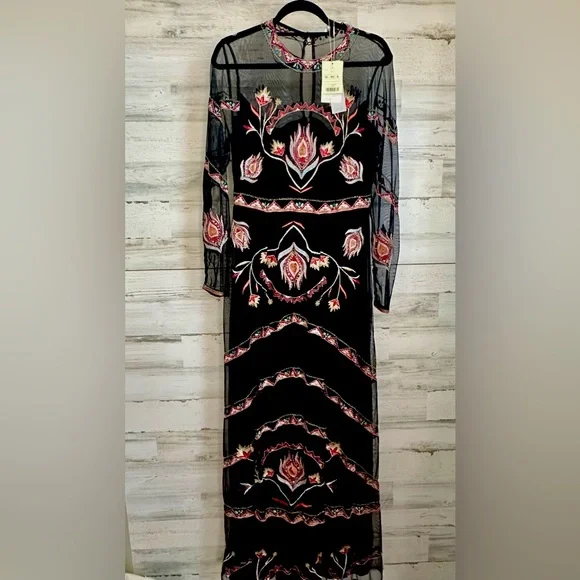 Monsoon Sophie Embellished Maxi Dress in Recycled Polyester Black Monsoon Sophie Embellished Maxi Dress in Recycled Polyester Black